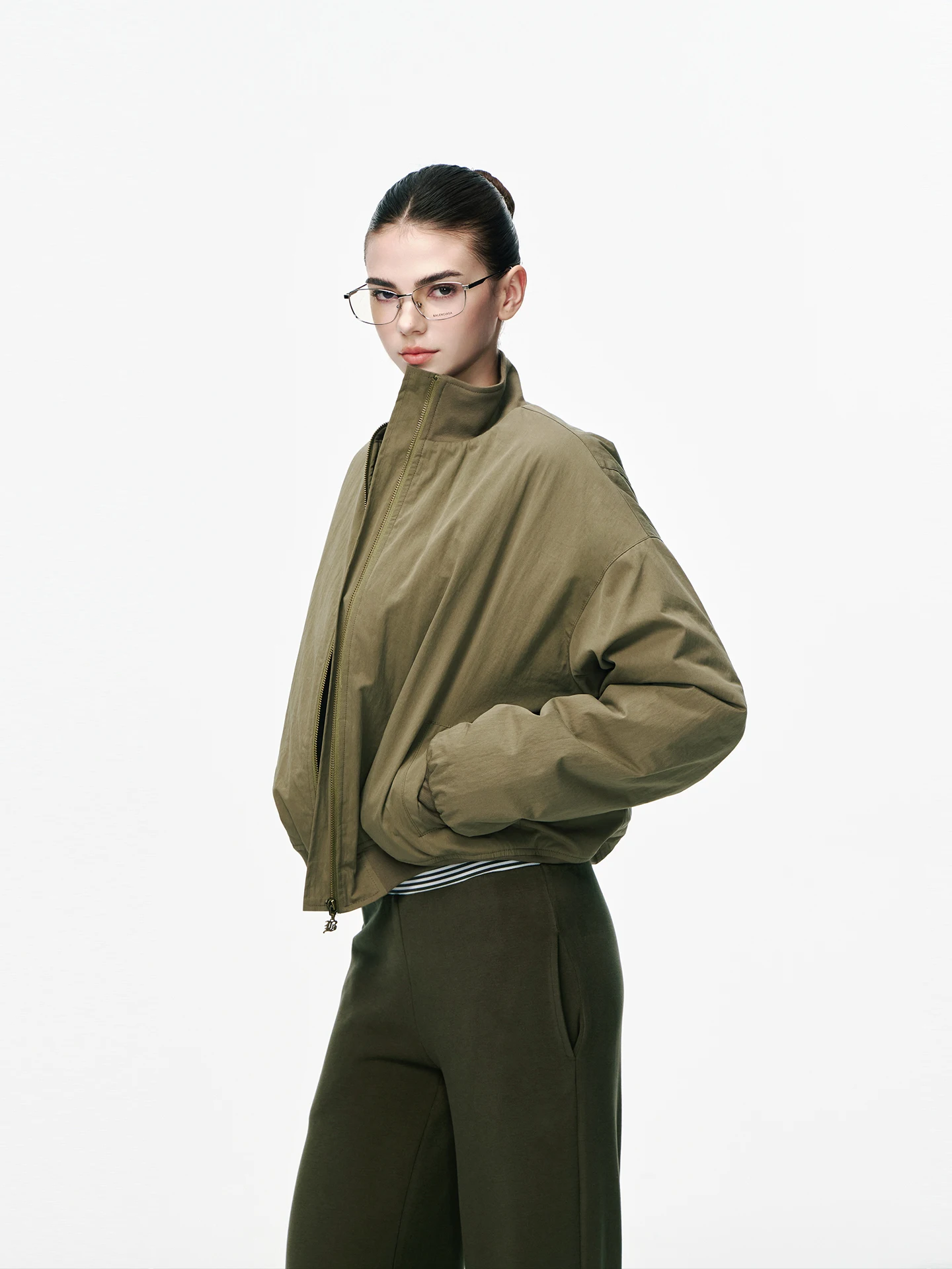 

JLAUNT Ретро-куртка из хлопка для женщин, свободная повседневная верхняя одежда, весна-осень, универсальная, в американском стиле, с молнией, для модных девушек