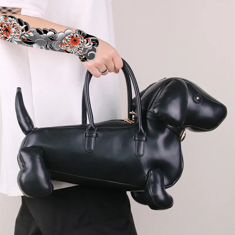 2025 new fashion creative cute dachshund dog handbag Lightweight large capacity soft leather shoulder crossbody bag