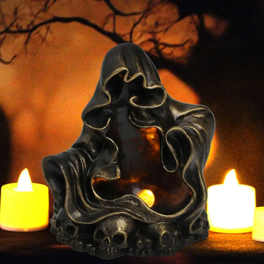 Gift for Halloween Lovers Halloween Skull Night Light Ghost Led Night Light Embossed Skull Resin Figurine Waterproof for Haunted