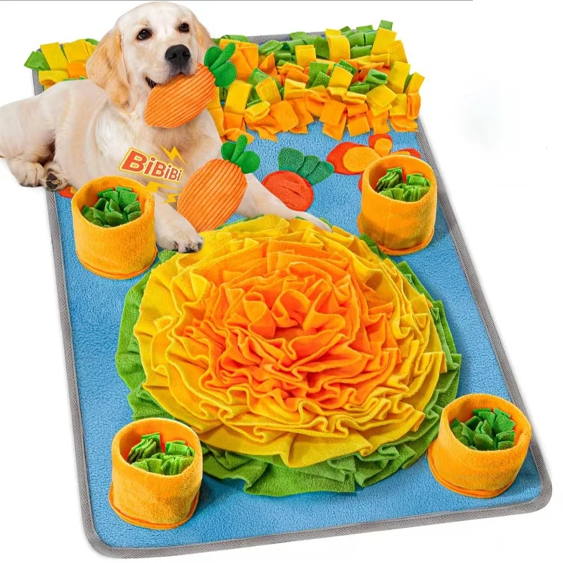 Dog Nose Smell Training Pet Snuffle Mat Sniffing Game Pad Dog Puzzle Toy Slow Food Feeding Mat Puppy Slow Eating Blanket 80x50cm