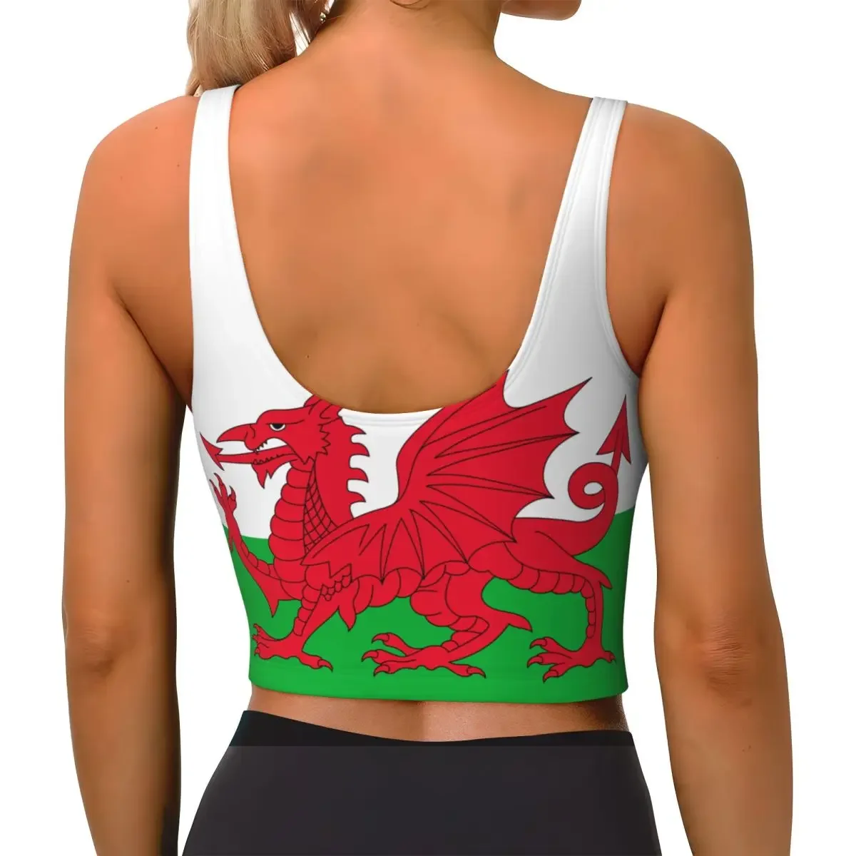 여성 섹시 스포츠 조끼 웨일즈 플래그 여성 streetwear 스포츠 란제리 티 크롭 탑