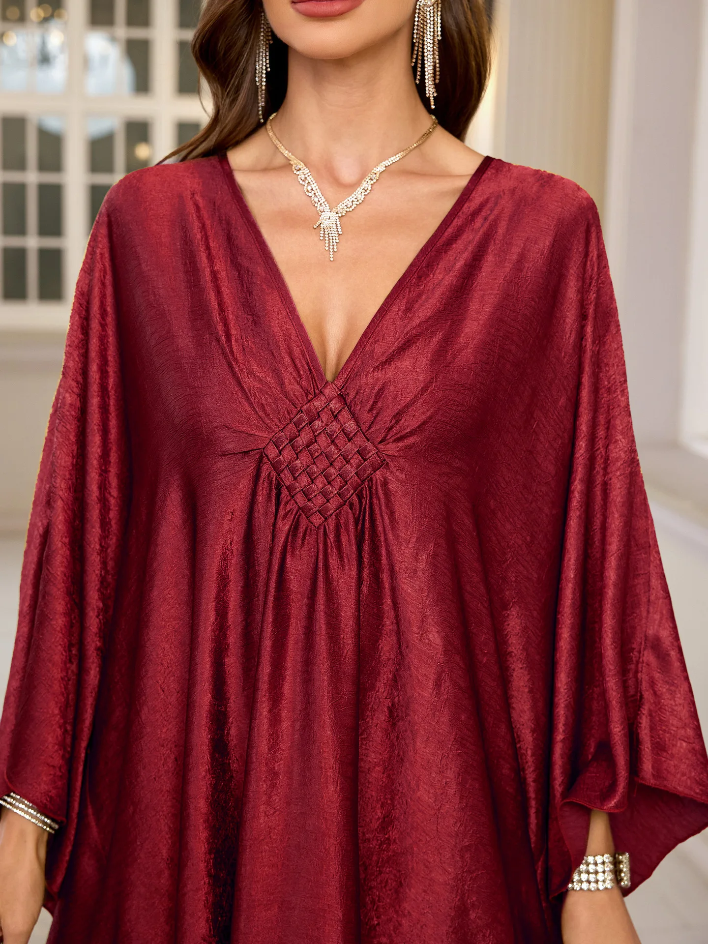Plus Size-Kaftan-Kleider für Damen, glitzerndes Glitzer-Kaftan mit Fledermausärmeln, Vertuschung, Strand-Maxikleid, Loungewear – Detail 5