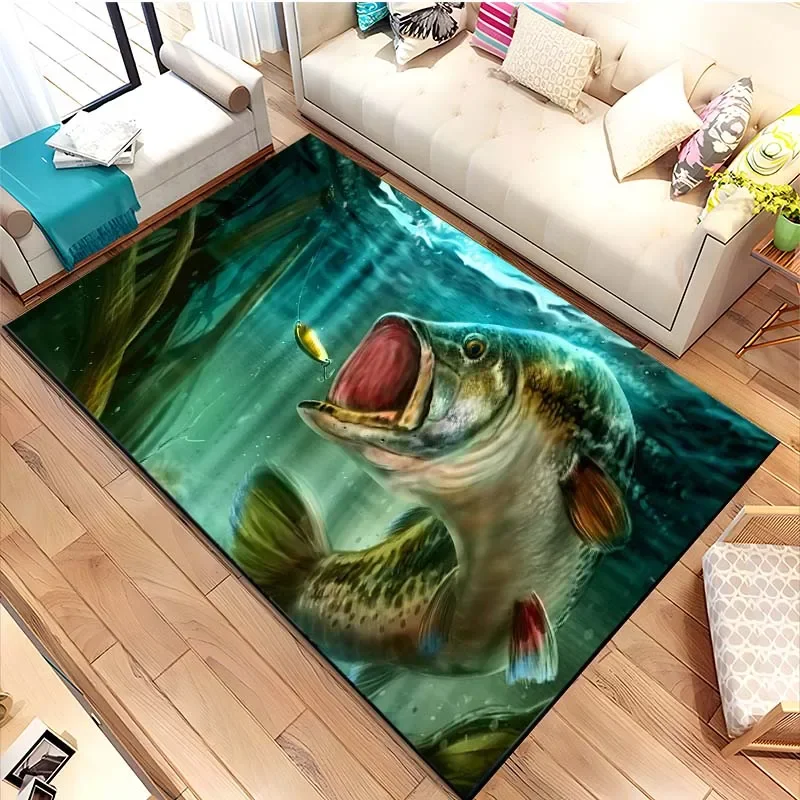 Isca de pesca tapete antiderrapante sala de jantar sala de estar área macia quarto amantes da pesca presente decoração de casa