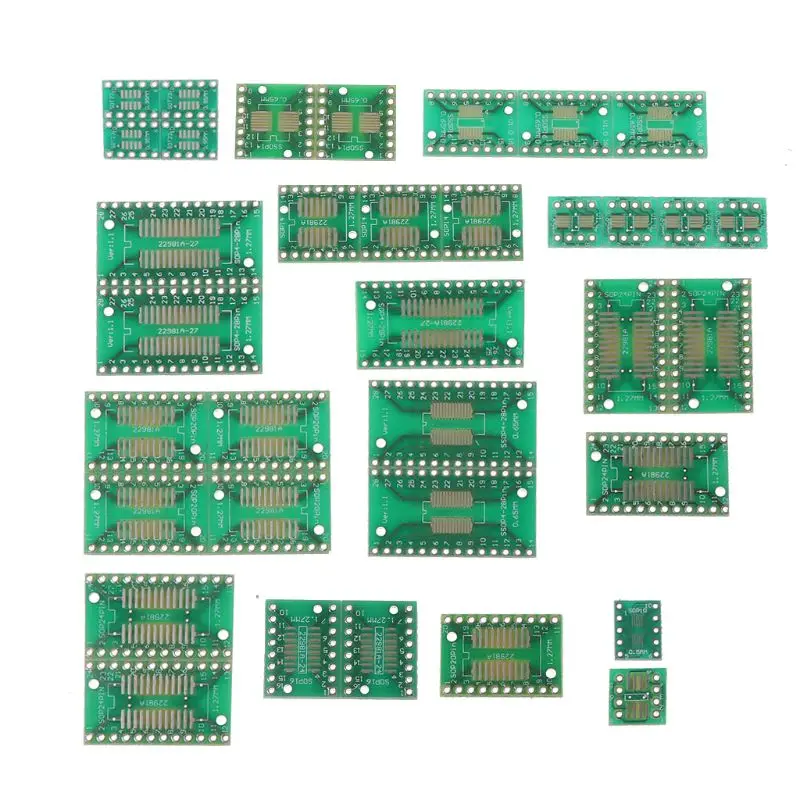 carte PCB adaptateur tournant vers DIP, plaque convertisseur, SOP, MSOP, SSOP, TSSOP, SOT23, 8, 10, 14, 16, 20, 28, SMT vers DIP, 35 pièces