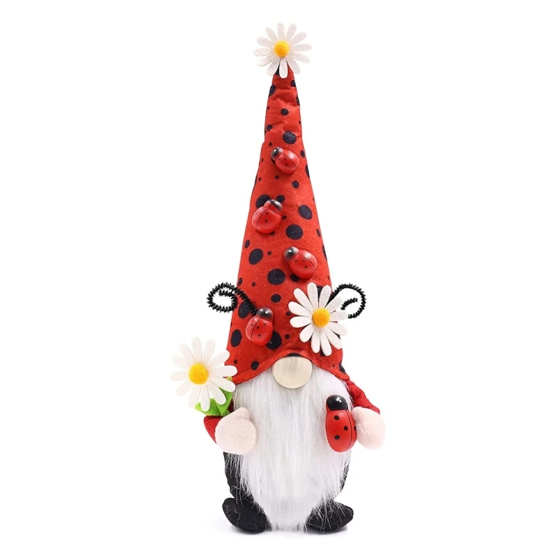 Ladybug Gnomes Scandinavian Figurine Ornaments for Farmhouse Kitchen Tiered Tray