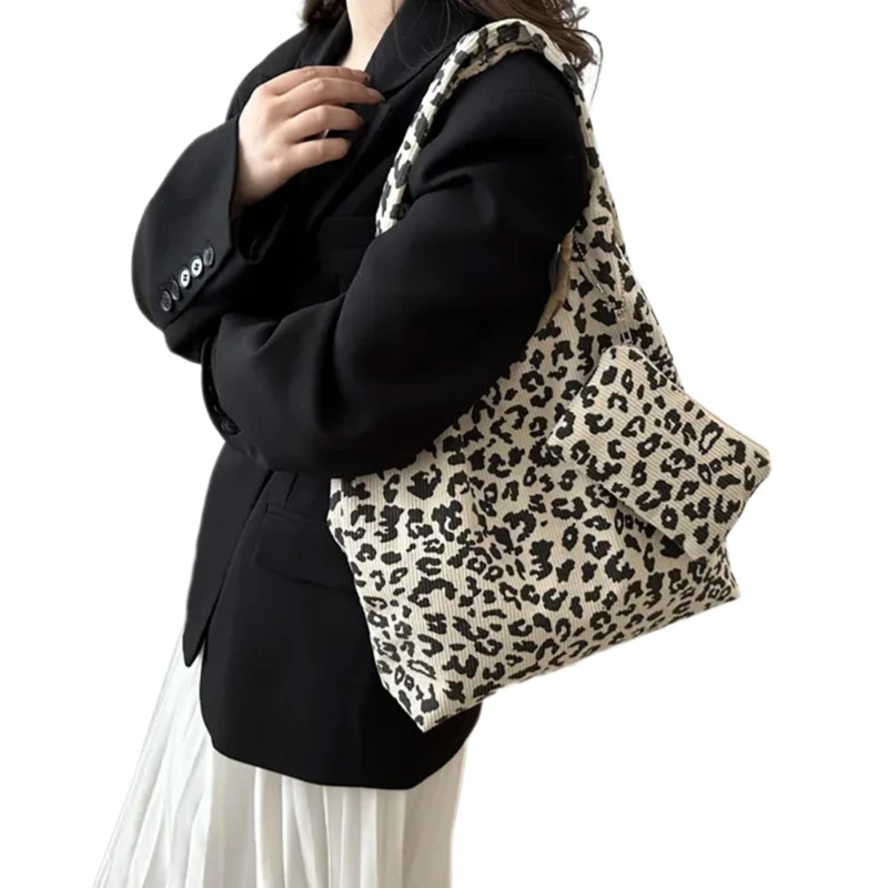 Leopard Print Autumn Winter Slouchy Bag Handbag Shoulder Purse Casual Work Bag Underarm Bags for Office and Travel Use