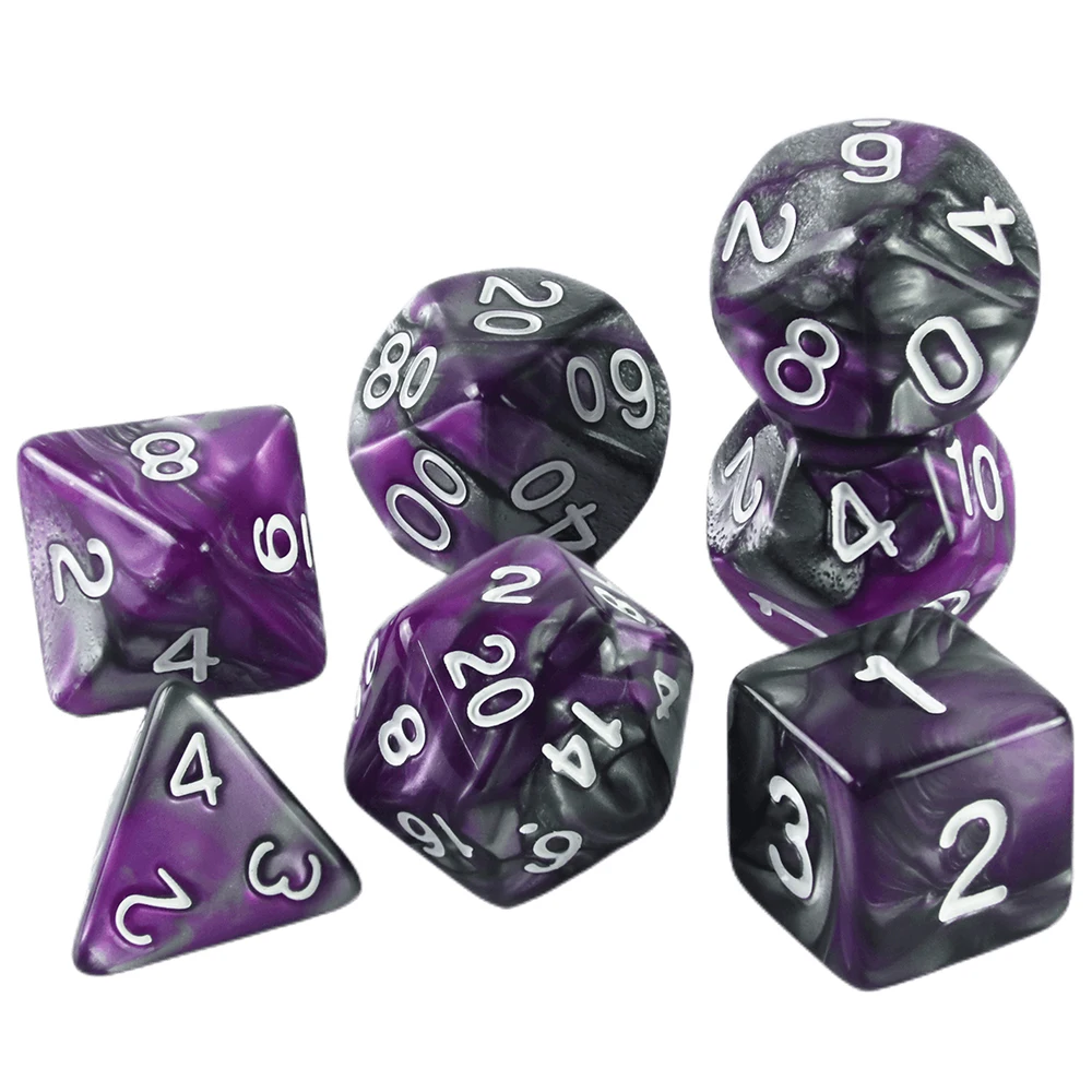 DND Dice Set 7pcs Mixing Color Polyhedral Dice for DND TRPG Board Game Accessories Tabletop Game Dice D4 D6 D10 D00 D12 D20