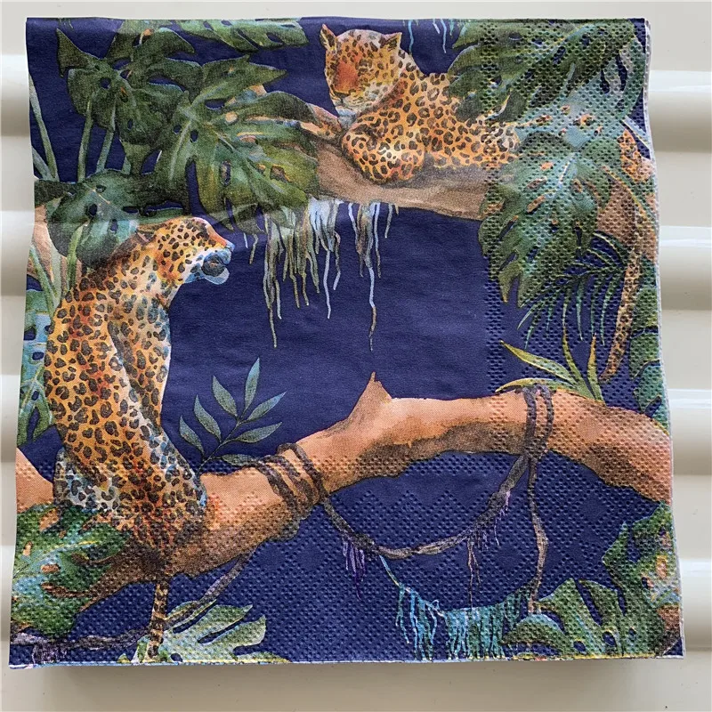 Decoupage wedding Napkin paper cool tissue colorful leopard birthday party towel home decor Guardanapo 20 vintage serviettes