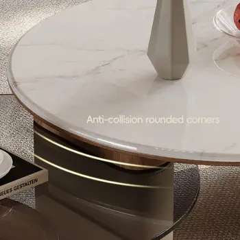 Obývací pokoj Retro otočný konferenční stolek Byt Malá velikost Skleněný kulatý stůl Kreativní umělecký bytový nábytek Čajové stolky 8 nejlepší prodej stoly z tvrzeného skla - №7