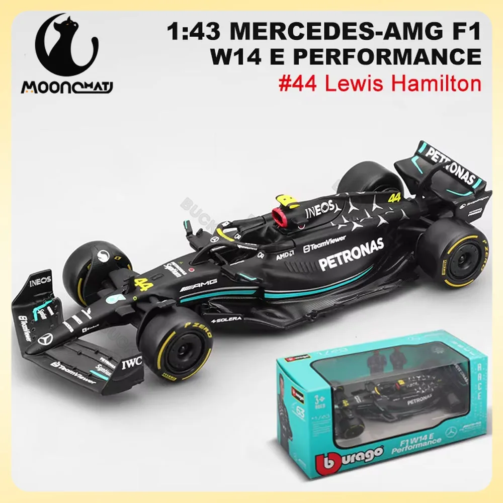 

1:43 Bburago Mercedes- AMG W14 E Performance F1 2023 #63 Джордж Рассел #44 Льюис Гамильтон Формула 1 литье под давлением игрушечная модель в подарок