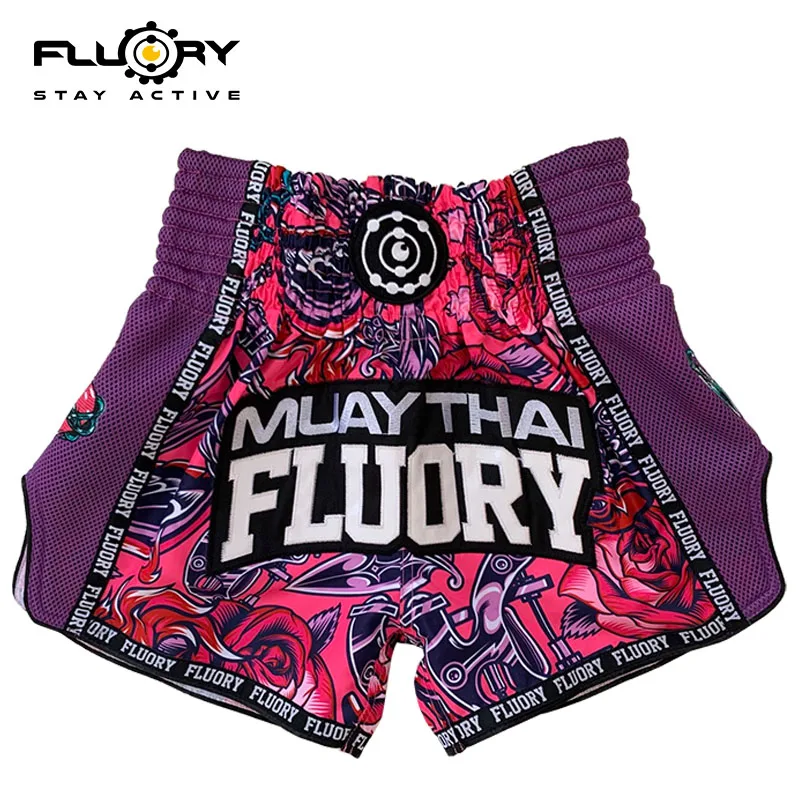 Fluory Muay Thai Shorts Flower Print Boxing Training Shorts Women Boxing Clothing Famale Free Fight Shorts Free Fight Custom
