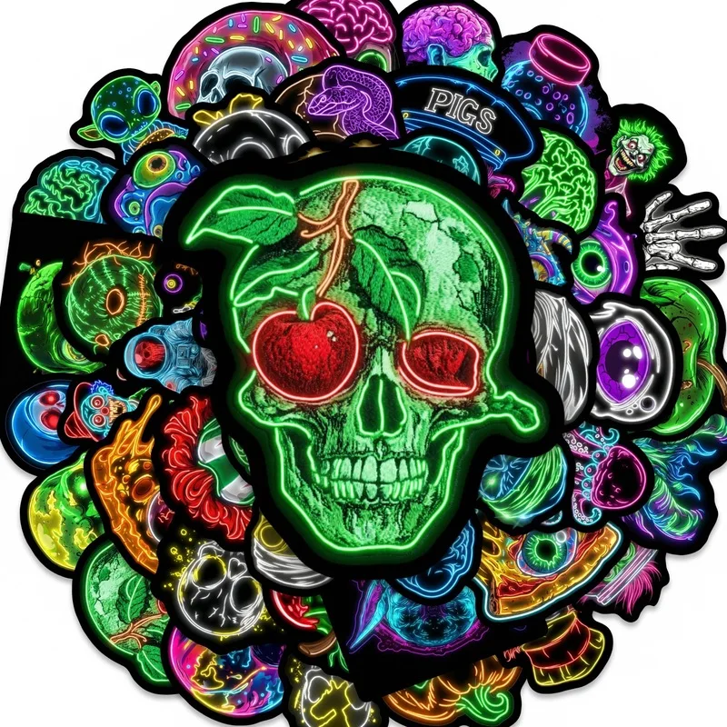 50pcs Halloween Stickers Pumpkin Ghost Witch Bat Skull Sticker Pack Kids DIY Party Decoration kawaii