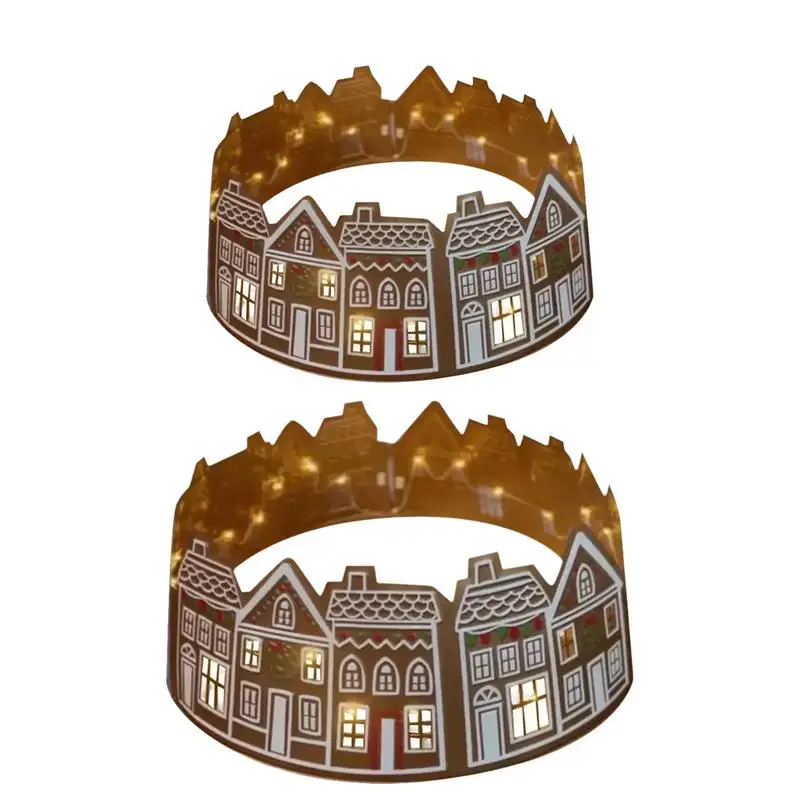 

26/28In LED Christmas Tree Collar Gingerbread House Xmas Tree Skirt Collar easy to assemble and store