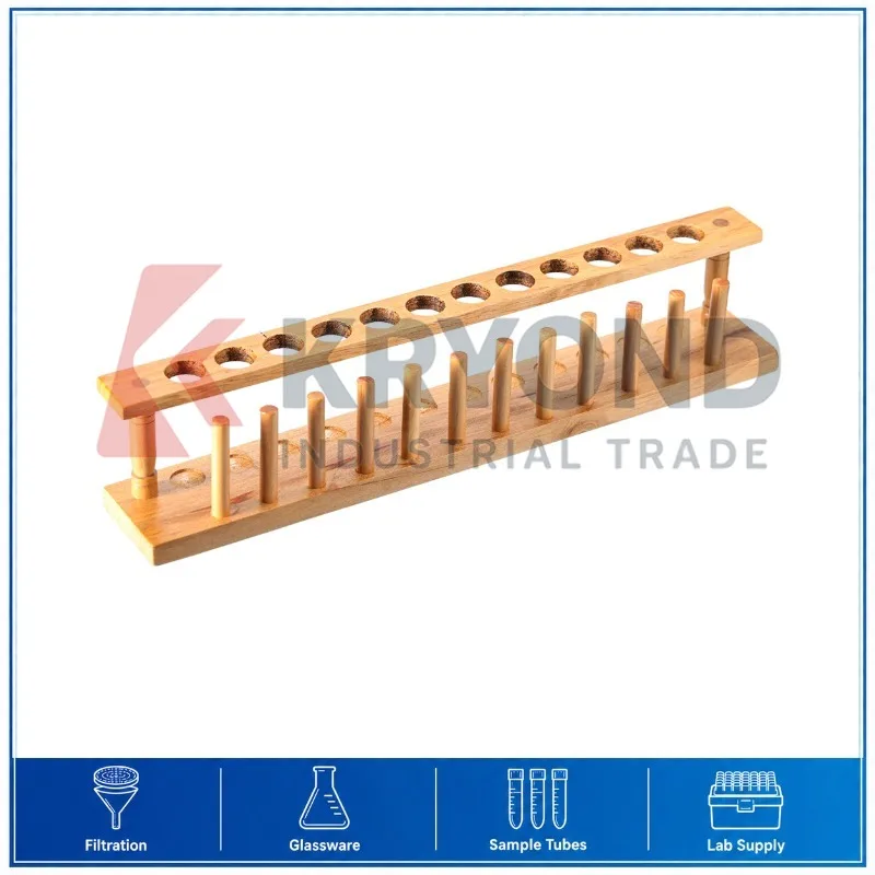 Natural Solid Wood Test Tube Rack 12 Holes 22mm Multifunctional Laboratory Holder Stand Storage Organizer Research Series Model