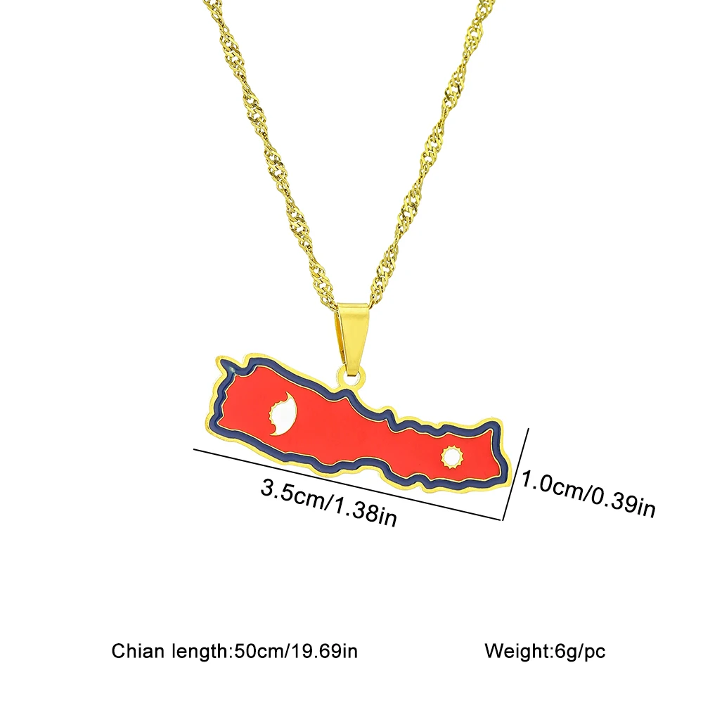 Mode Nepal Karte Flagge Anhänger Halskette Edelstahl Männer Frauen Land Karten Schmuck Nipars Geschenk – Detail 1