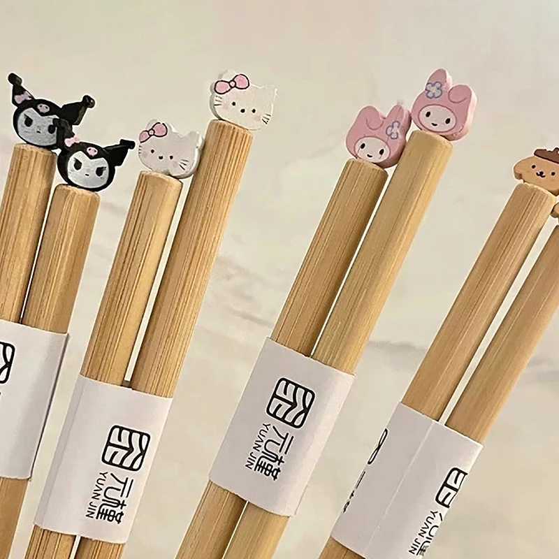 Kawaii Sanrio My Melody New Chopsticks Household Tableware Simple HelloKitty Health and Environmental Protection Bamboo Products