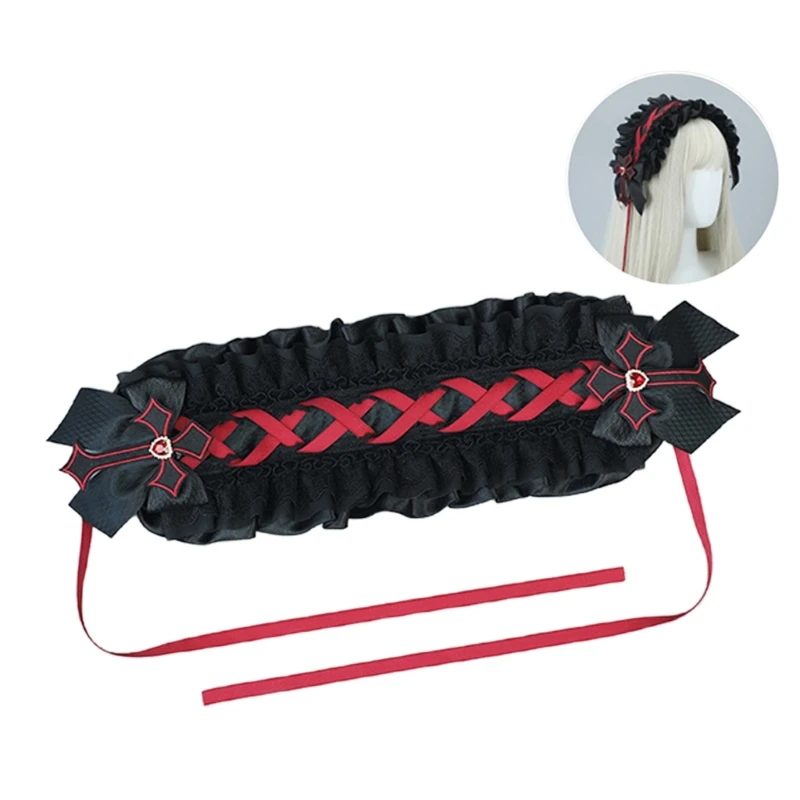 

Стильные готические повязки для волос, милые повязки на голову, косплей, аниме, головной убор, кружево с рюшами Y166