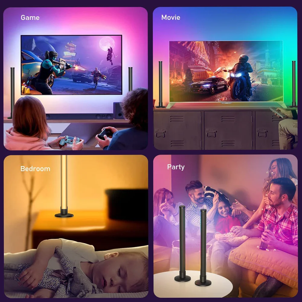 Tuya Wifi RGBIC LED Music Rhythm Atmosphere Pickup Lamp With Remote Controller For PC Desktop Bedroom Decor Alexa Google Home