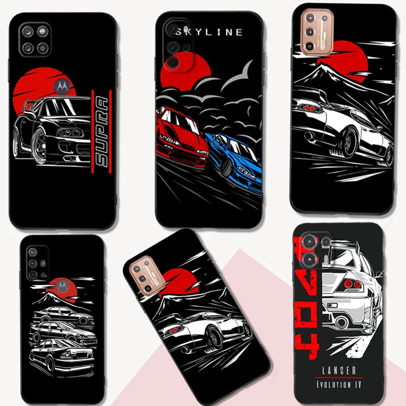 Black Tpu Case For Motorola Moto G52 G32 G82  G42 G60 4G G60S G71 G9 Play Plus Power One 5G Ace Japan JDM Sports Cars