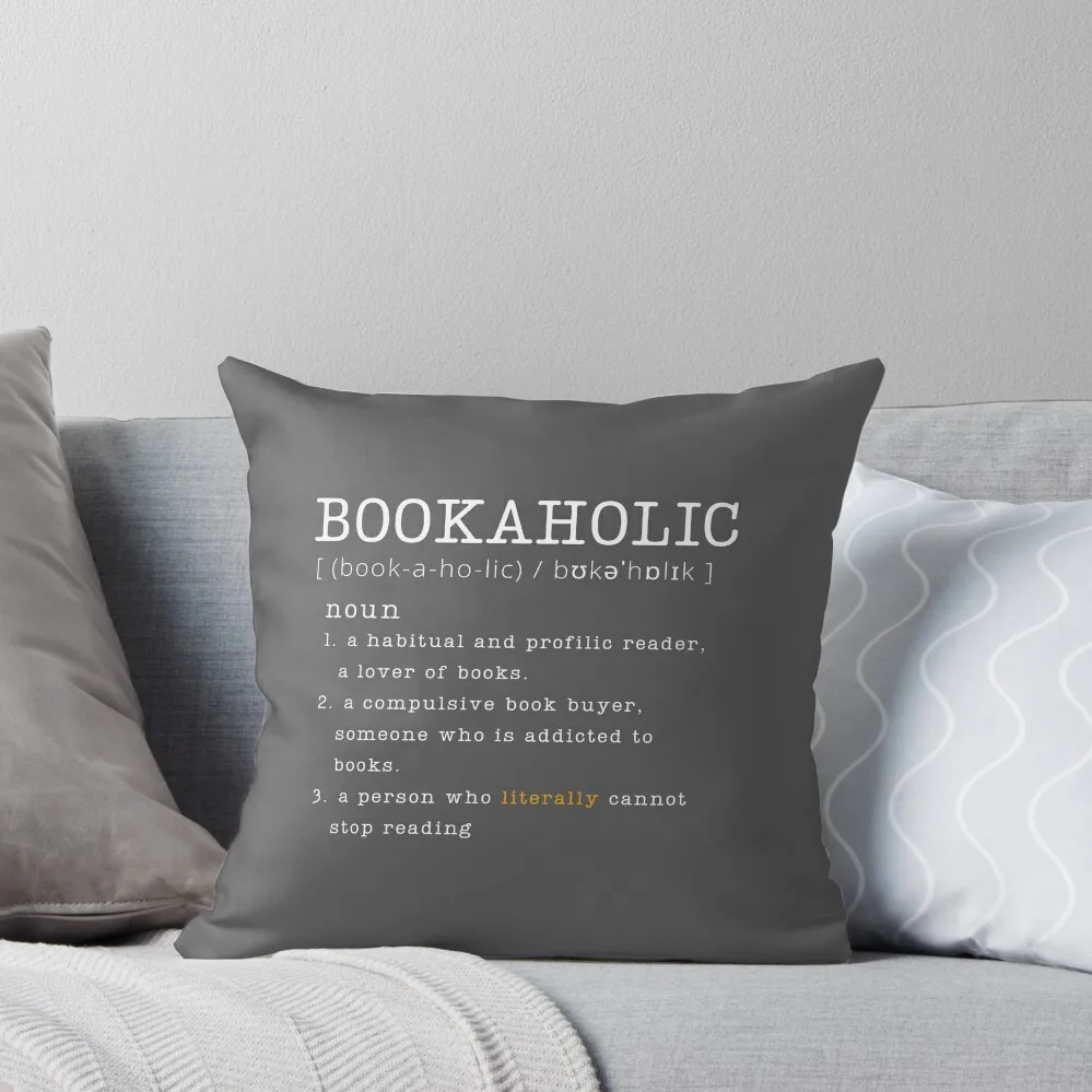 Bookaholic / Gift Idea for Book Lover Throw Pillow Plaid Sofa Luxury Pillow Case