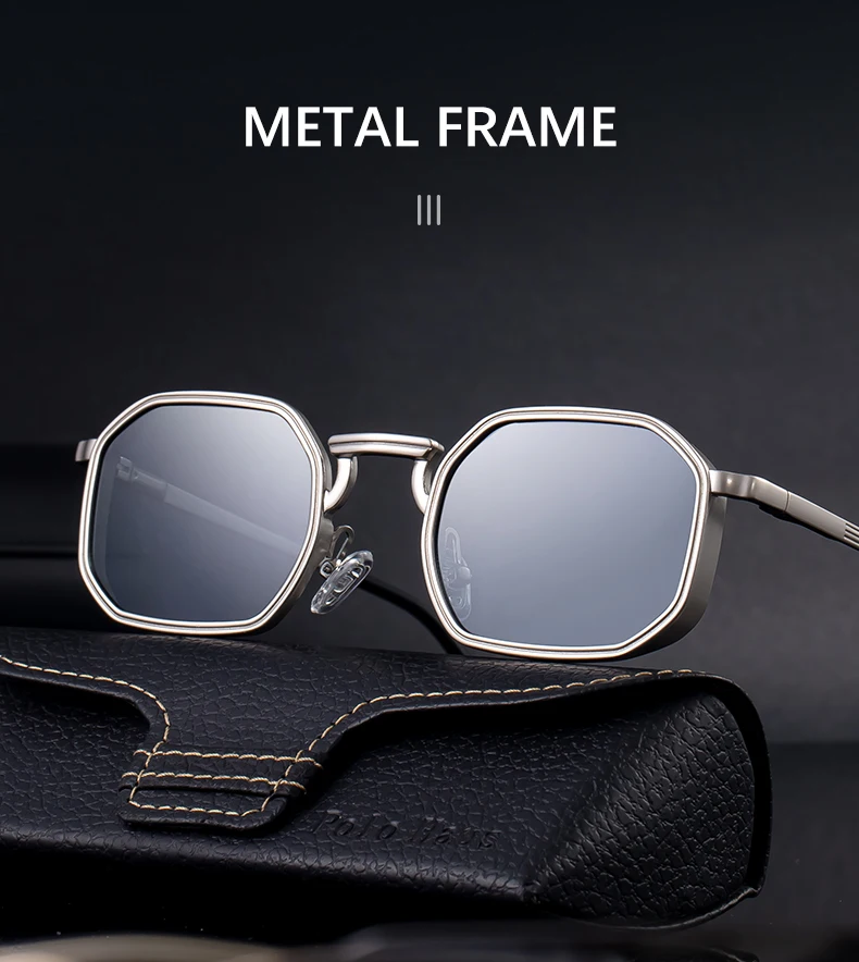 Steampunk Klassische Rechteckige Sonnenbrille für Herren 2026 Luxusmarke Punk Polygon Metallrahmen Sonnenbrillen für Männer Fahrbrillen Schutzbrille – Detail 5