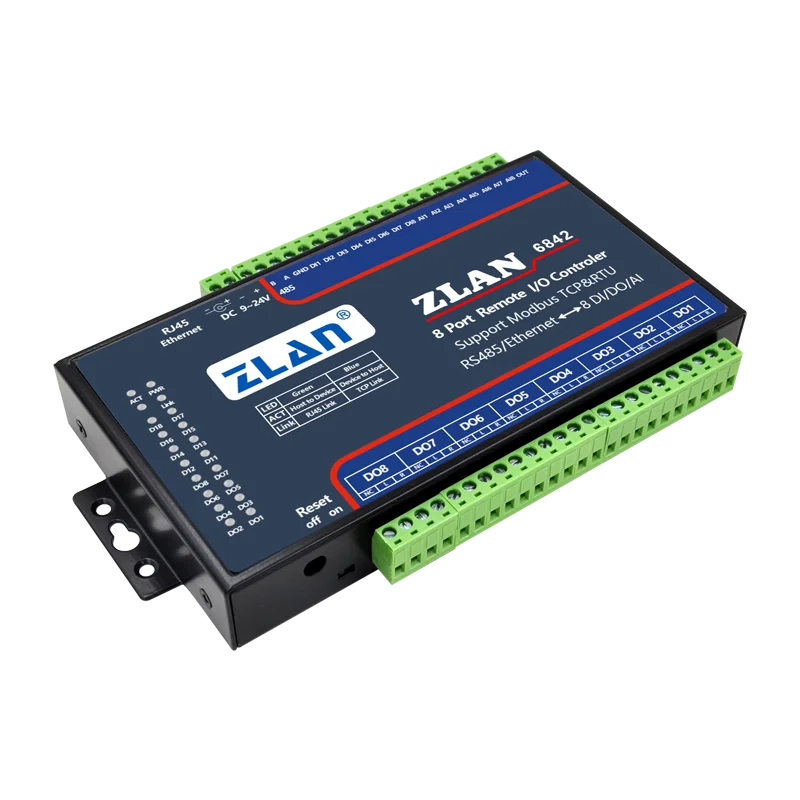 Módulo remoto 8 DI DO AI Modbus TCP Ethernet RJ45 ZLAN6842 para productos de comunicación y redes