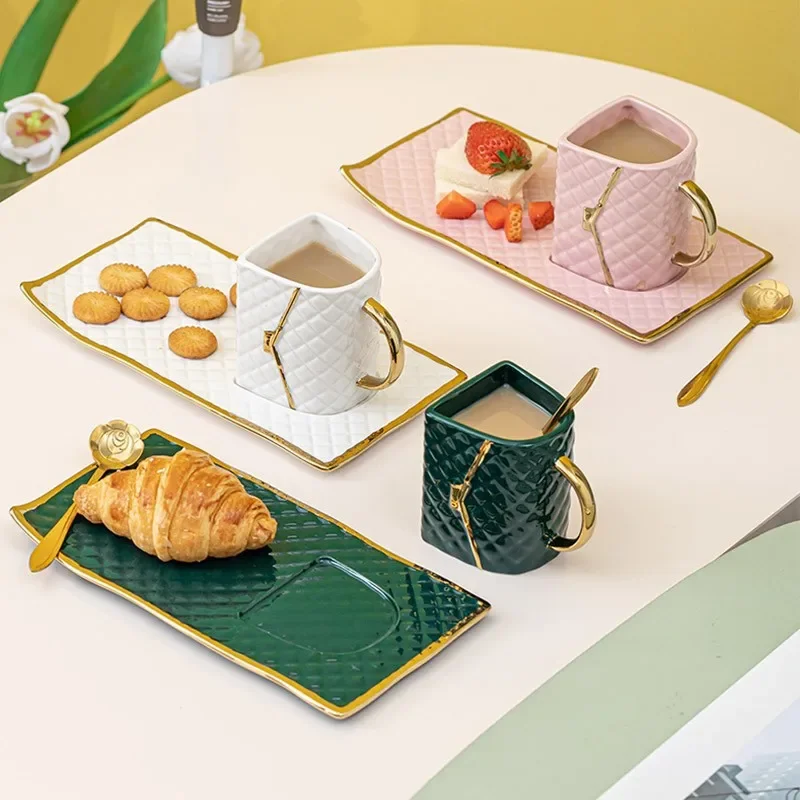 

# Wholesale Creative Creative Ceramic Tote Bag Mark Bag Shape Coffee Cup Saucer With Spoon Set #