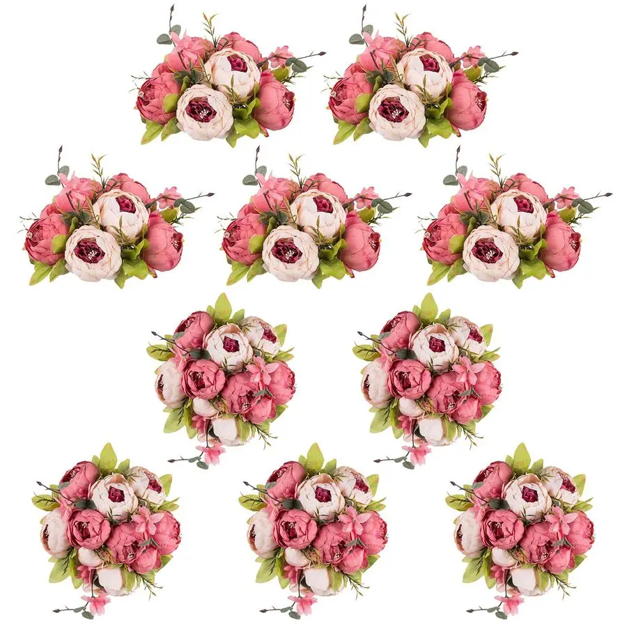 

Искусственные пионы в виде цветочных шаров для центральных композиций, 10 шт., диаметр 9,4 дюйма, темно-розовые, для свадебных букетов