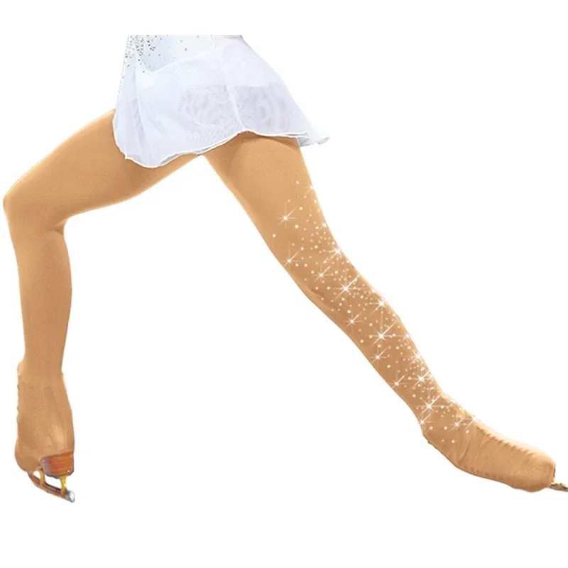 Rhinestone Figure Skating Pantyhose Adult Kids Gymnastics Leotard Ice Skating Pants Socks Girls Tights Children Fitness Leggings