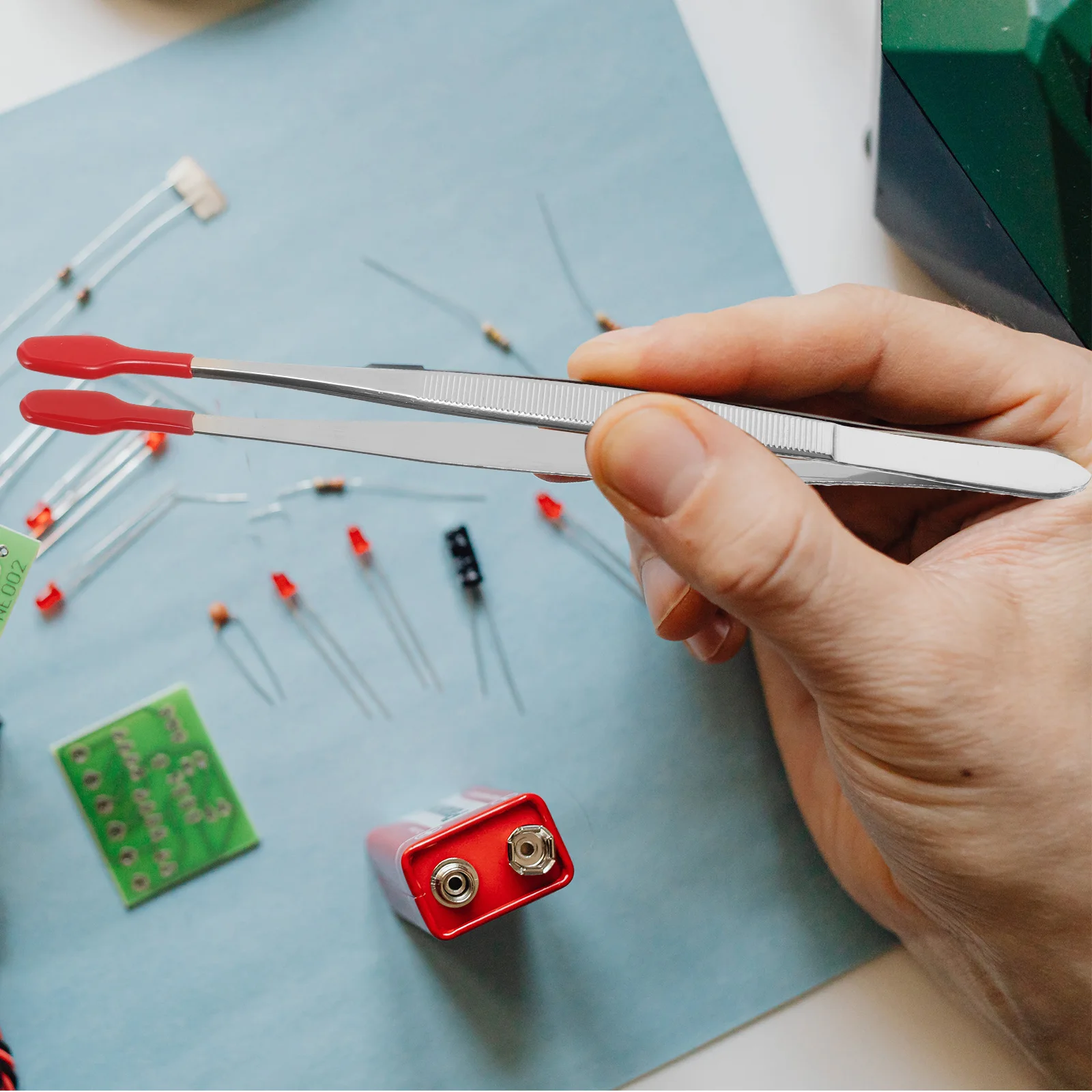 

Jewelry Tweezers Stainless Steel Rubber Tip Flat Precision Craft Hobby Tool Collecting Sticker Tweezers Stamp Tweezer Tongs