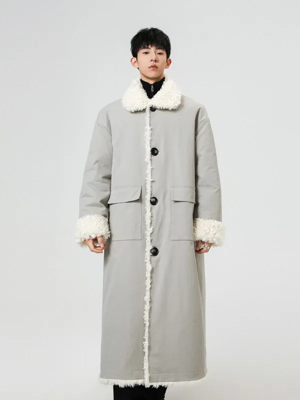 

American Sle Heavyweight Parka Lamb Fur Lined Long Length Men's Winter Coat Fur And Leather Inteated Warmth Cotton Jaet