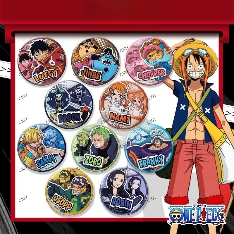 

One Piece Cute Animation Peripheral Luffy Zoro Nami Chopper Warhead Island Badge Kawaii Usopp Tinplate Brooch Accessories Gift