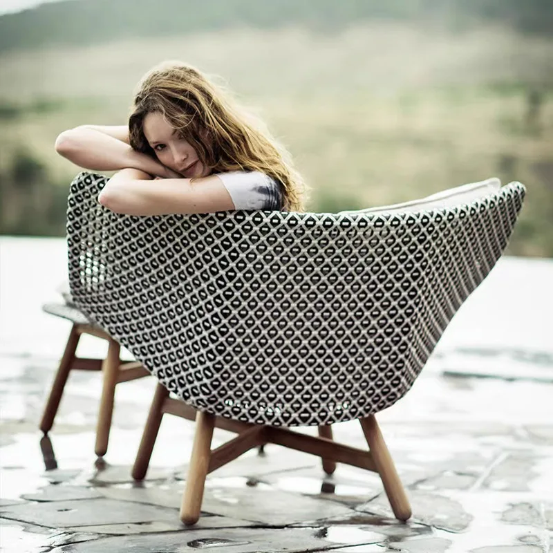 

Outdoor rattan chair rope woven sofa simple single double small apartment Nordic living room modern simple furniture