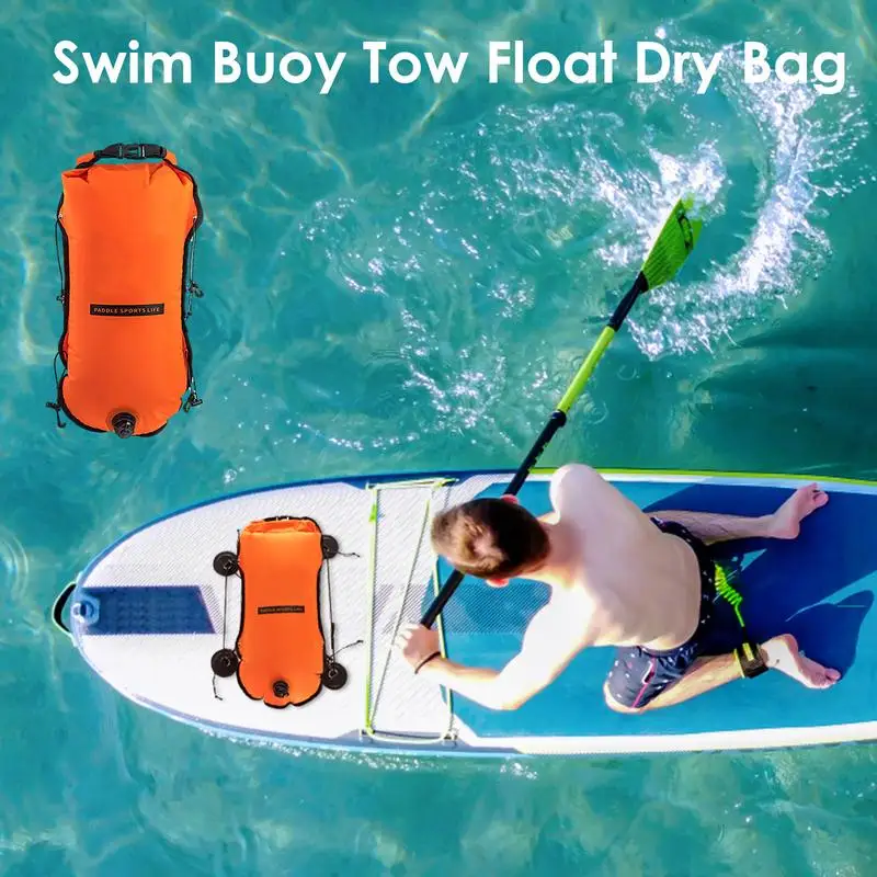 Swim Buoy For Open Water Swimming Storage Bag 30L Waterproof Wear Resistant High Visibility Lightweight Compact Swim Safety