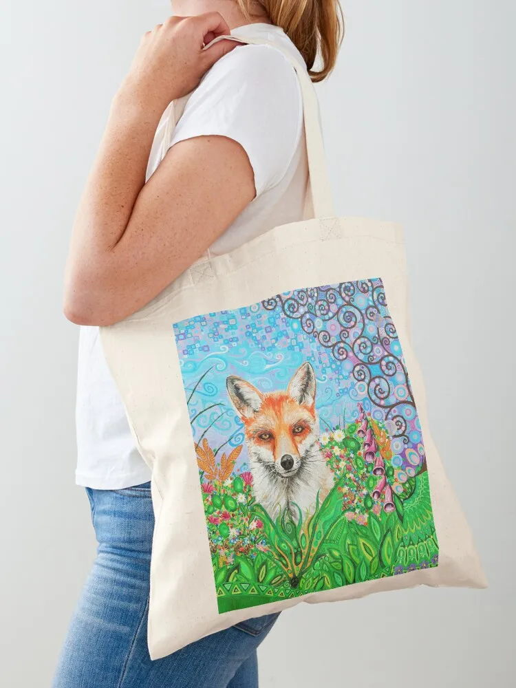

Fox and Tree of Life Tote Bag Canvas stote bag ecological bags tote bags aesthetic Women's shopping bag