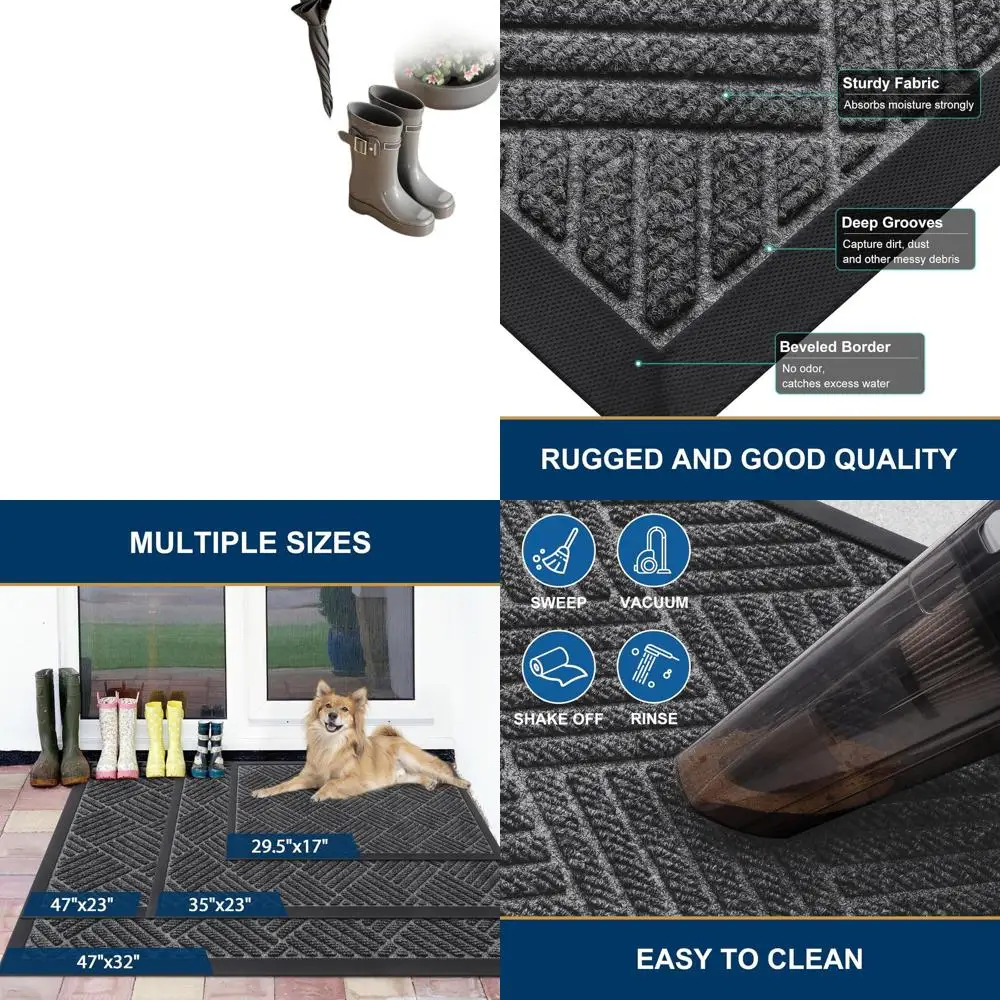 

Прочный коврик для двери из натурального каучука, нескользящий, удерживает грязь и влагу, легко чистится, низкопрофильный, для патио, веранды, прихожей, 47x2 фута