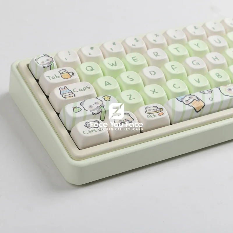 1 Set GMK 139 Keys Milk Green Panda MOA Profile Key Cap MAC Cute  Panda Square Thermal Sublimation Mechanical Keyboard Keycaps