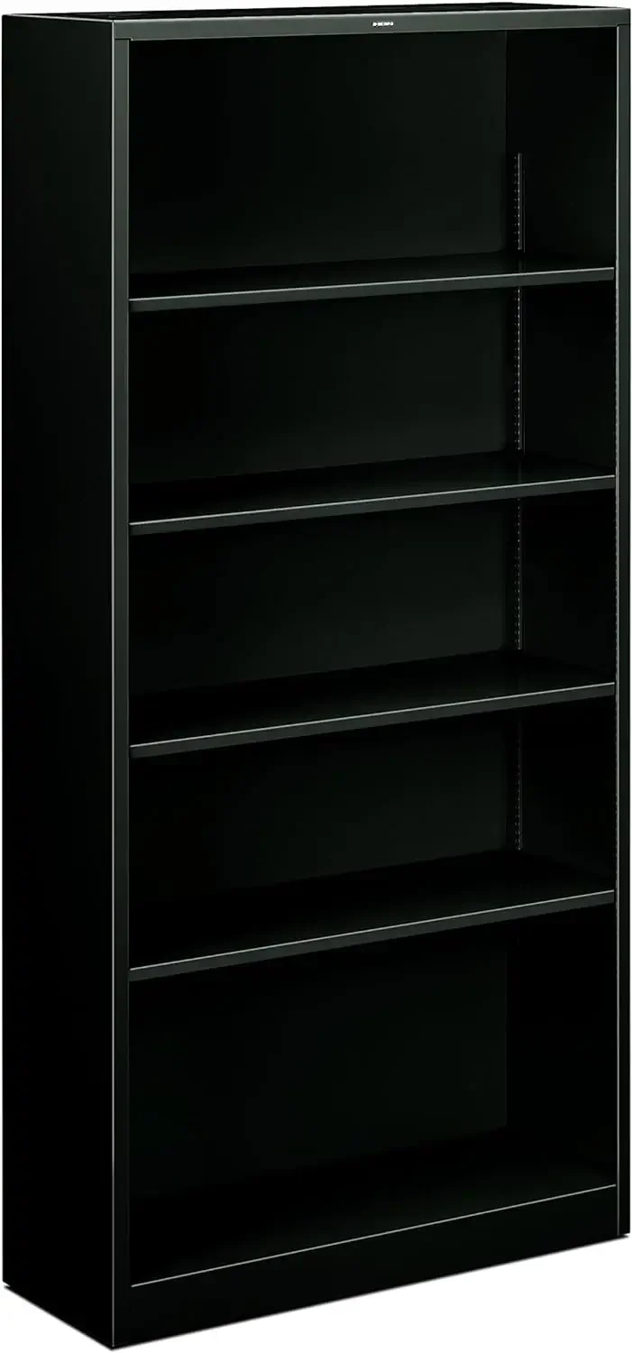 

Metal Bookcase - Bookcase with Two Shelves, 34-1/2w x 12-5/8d x 72h, Black (H)