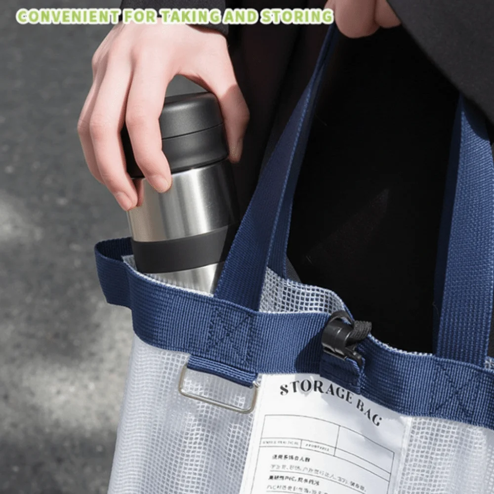 with Zipper and Handle Project Bag Large Capacity Multifunctional Mesh Art Bag Thickened Waterproof Storage Bag Office Supplies