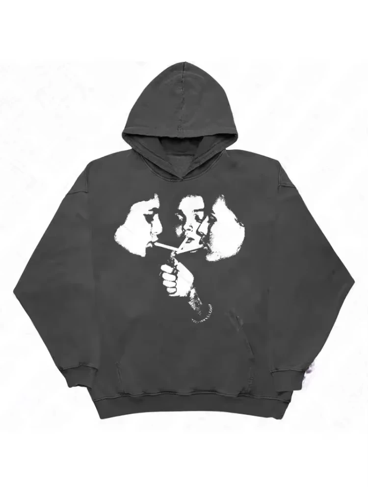 Neuer Trend: 2000er Jahre Herrenmode, Harajuku Gothic-Muster, Sport-Hoodie, Retro-Punk, Hip-Hop, lässige Streetwear – Detail 11