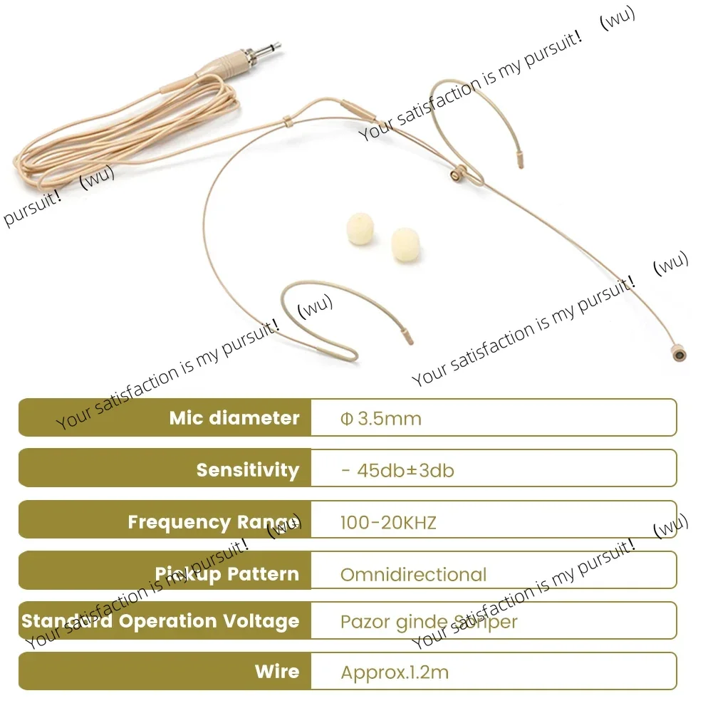 Binaural headset microphone, head-mounted, wireless omnidirectional condenser cassette, tighten wear