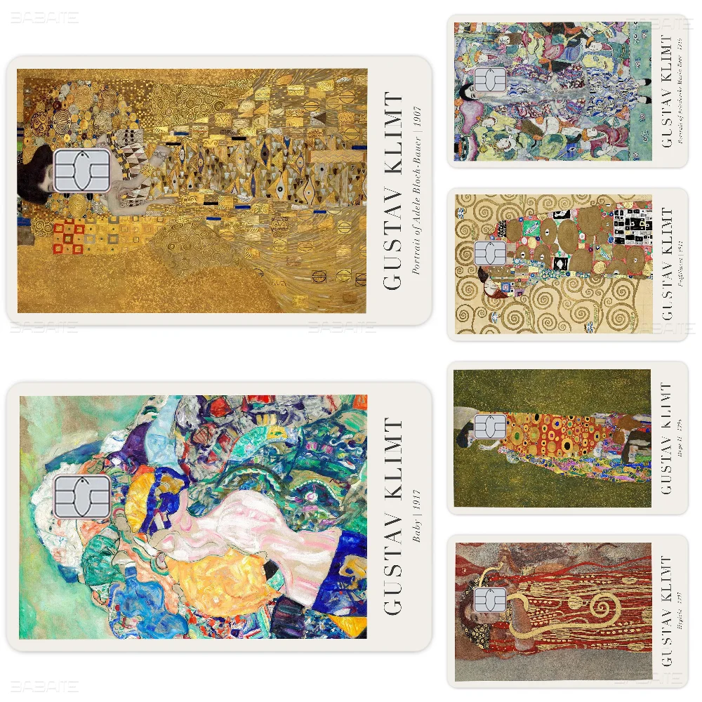 

Gustav Klimt Art Fashion Cute Cartoon Cat Painting Anime Game Unique Film Sticker Case Skin For Credit Card No Chip