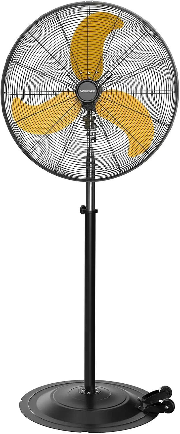 

30-Inch Heavy Duty Oscillating Pedestal Fan, 9500 CFM High Velocity, Metal, 3-Speed, with Rolling Casters, Commercial Industrial Fan for Large Warehouse, Garage, Shop – UL Listed