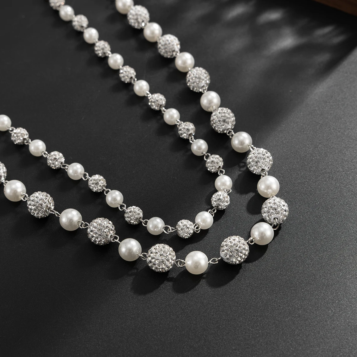 Salircon 2 Teile/satz Vintage Exquisite Imitation Perle Halskette Männer Mode Charme strass Schlüsselbein Kette Bankett Schmuck Geschenke – Detail 8