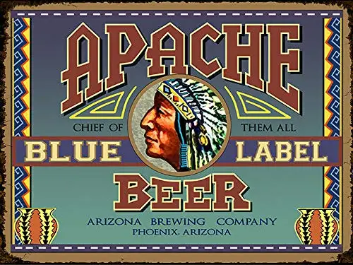 Arizona Apache Blue Metal Tin Sign   Garage Bar Restaurant Club Decor