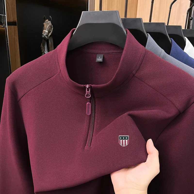 High-end spring and autumn casual fashion men's warm and soft long-sleeve pullover for home and outdoor