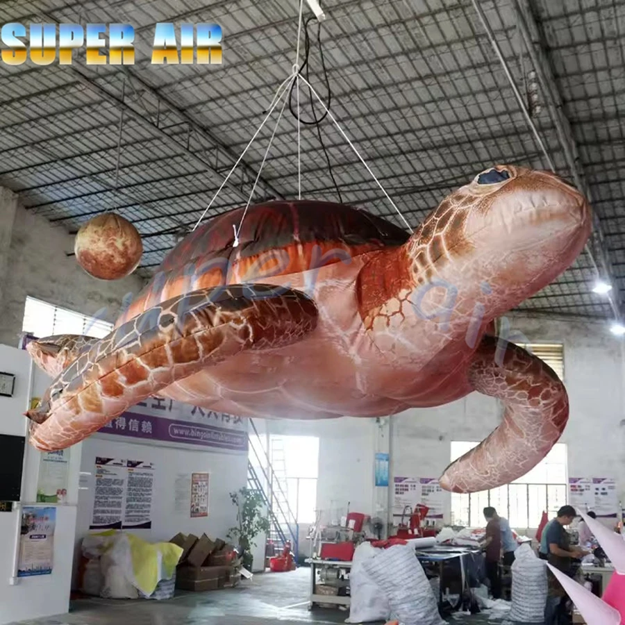 Modèle de tortue gonflable suspendu d'animal océan gonflable mignon de vente chaude pour la décoration d'entreprise