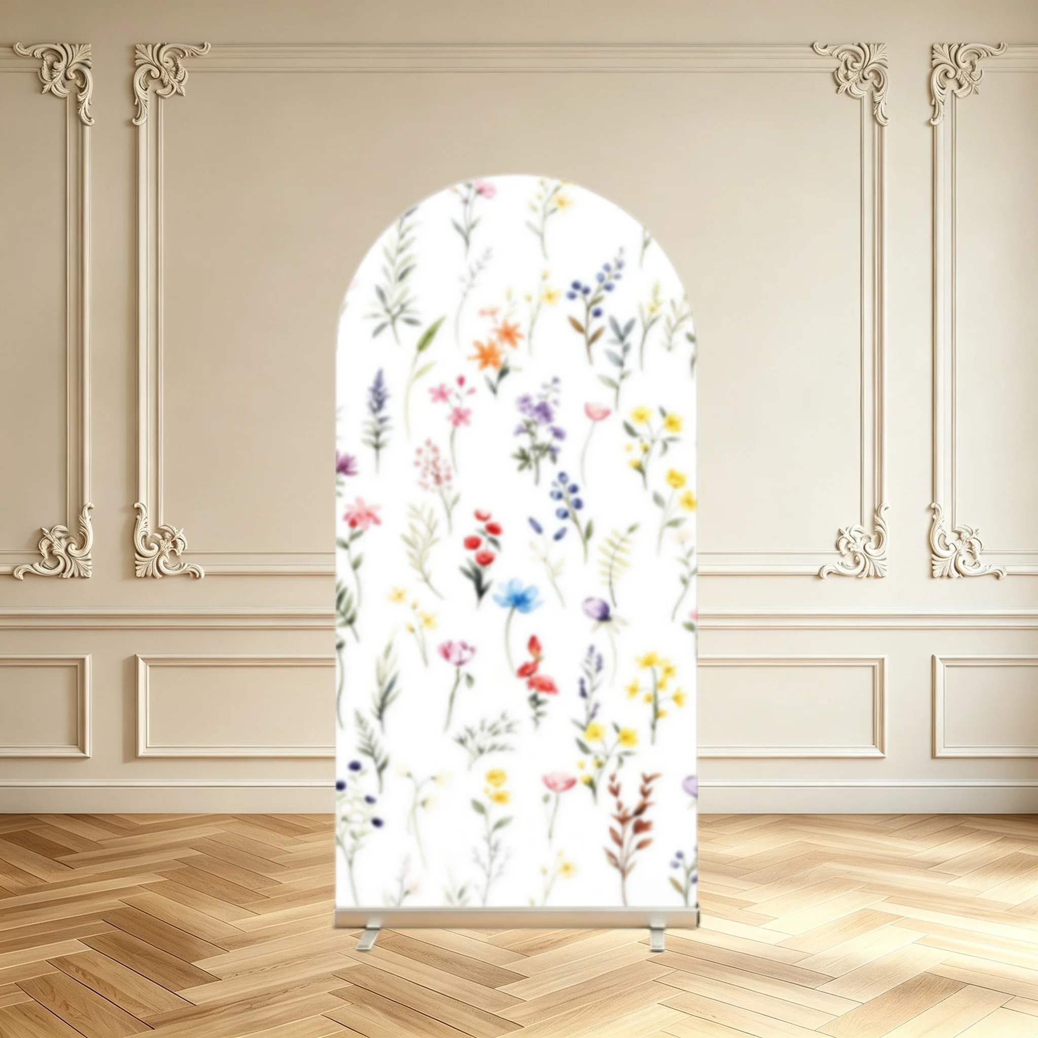 Wildflower Baby in Bloom Arch Backdrop Cover Colorful Botanical Print Baby Shower Newborn Party Decor Double Sided Arch Covers