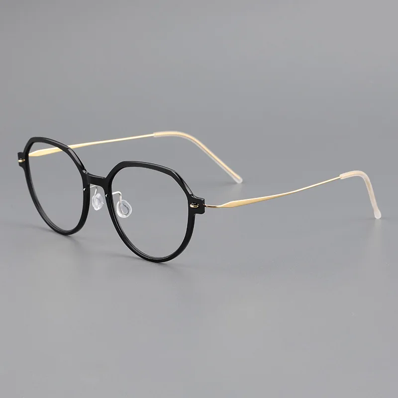 

Pure titanium glasses frame retro polygonal glasses frame ultra-light pure titanium screwless myopia glasses