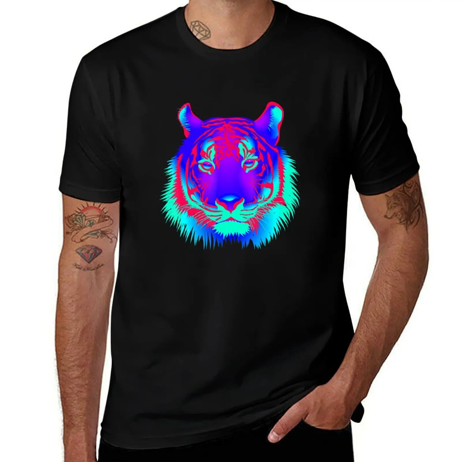 

EDM Electronic Dance Techno Colorful Tiger Rave T-Shirt cotton t shirt pack t shirt custom print funny t shirts cotton T-Shirt